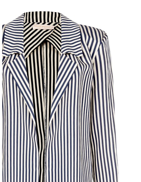 Blazer amplo e aberto em mistura de viscose às riscas Rinascimento