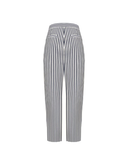 Pantaloni Palazzo A Righe In Misto Lino E Viscosa Con Pannello Asim...