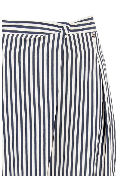 Pantaloni Palazzo A Righe In Misto Lino E Viscosa Con Pannello Asim...