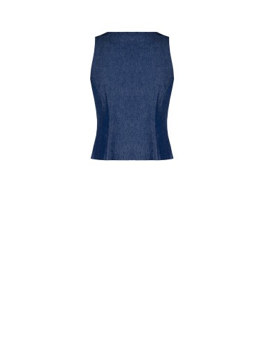 Gilet Sfiancato In Leggero Denim Con Zip Logo Rr Rinascimento - Ves...
