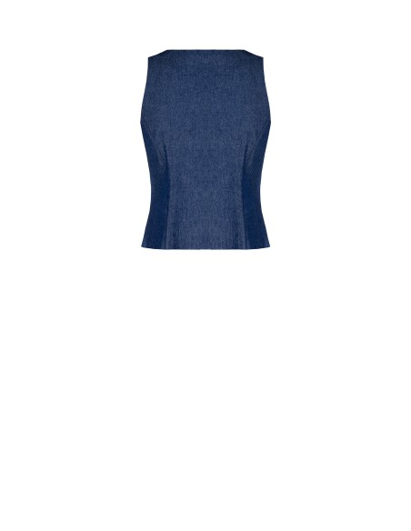 Colete ajustado em denim leve com fecho de correr e logótipo RR Rinascimento