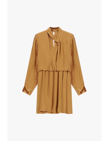 Vestido Curto com Decote Cruzado e Mangas Compridas Dixie