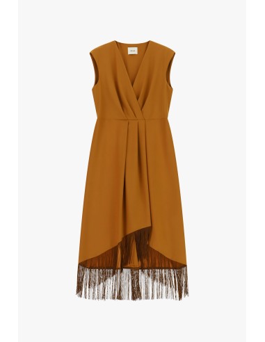 Vestido Midi Sem Mangas Com Franjas Assimétricas Dixie