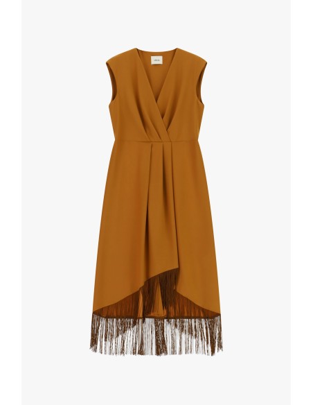 Vestido Midi Sem Mangas Com Franjas Assimétricas Dixie