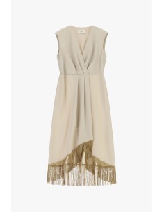 Vestido Midi Sem Mangas Com Franjas Assimétricas Dixie