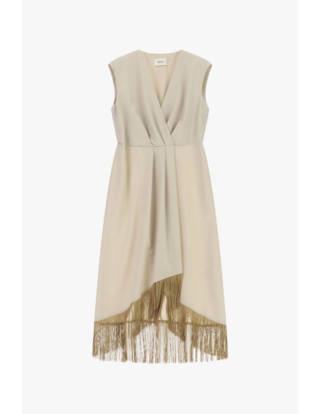 Vestido Midi Sem Mangas Com Franjas Assimétricas Dixie