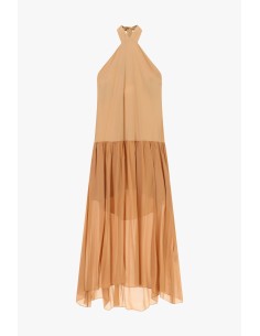 Vestido longo com decote americano e volante Dixie