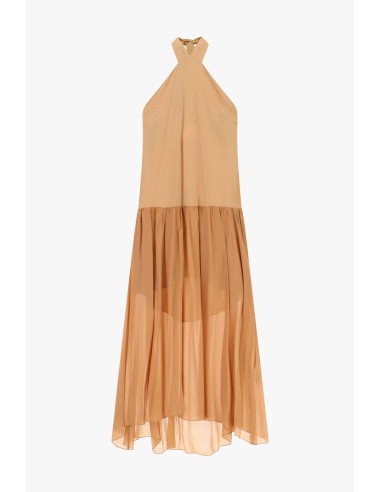 Vestido longo com decote americano e volante Dixie