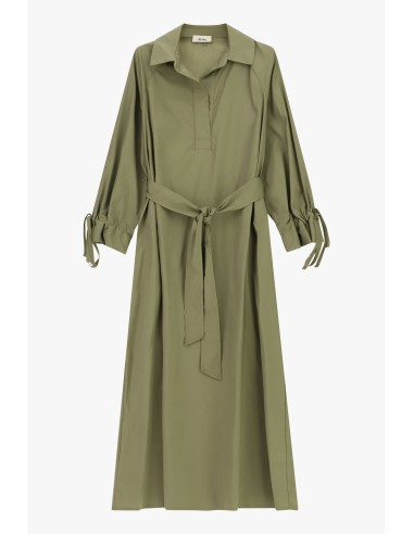 Vestido longo com cinto e mangas franzidas Dixie