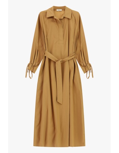 Vestido Longo Com Cinto E Mangas Franzidas Dixie