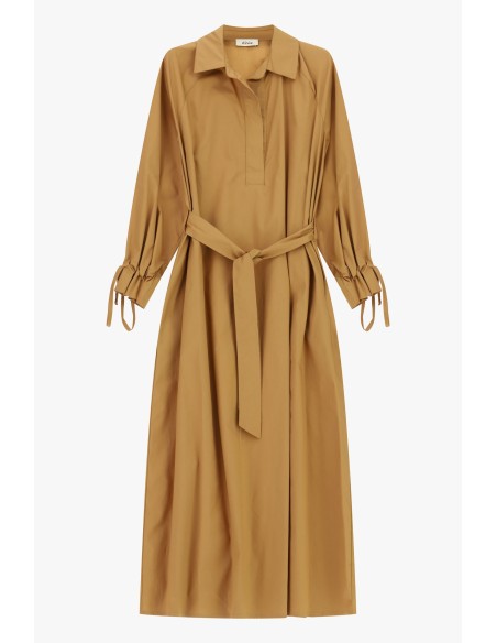 Vestido Longo Com Cinto E Mangas Franzidas Dixie