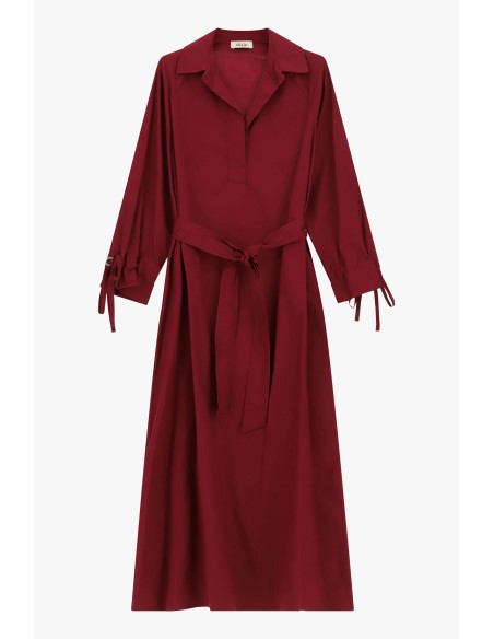 Vestido Comprido Com Cinto E Mangas Franzidas Dixie
