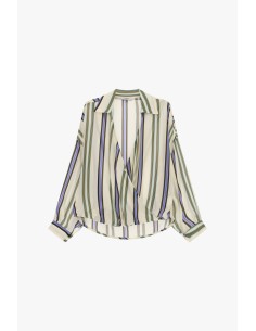 Blusa às riscas com decote cruzado e punhos Dixie