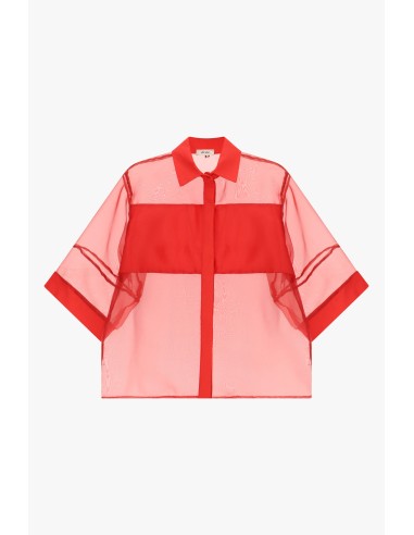 Camisa Oversize Transparente Com Mangas 3/4 Dixie