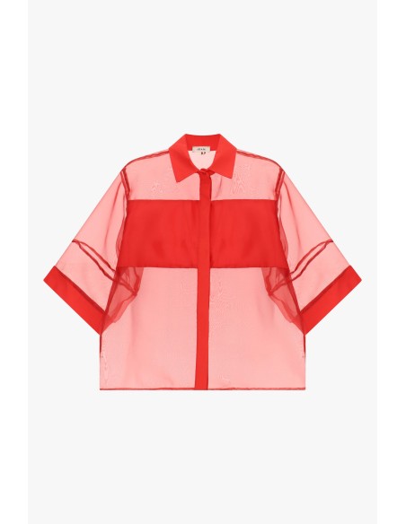 Camisa Oversize Transparente Com Mangas 3/4 Dixie