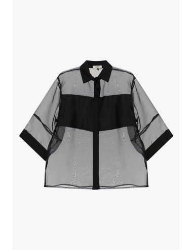 Camisa Oversize Transparente Com Mangas A Três-Quartos Dixie