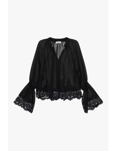 Blusa Transparente Com Mangas Amplas E Renda Dixie 2