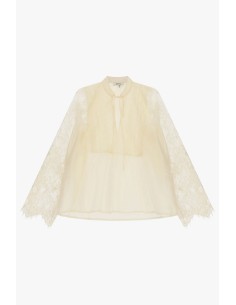 Blusa ampla com mangas de renda e nó Dixie