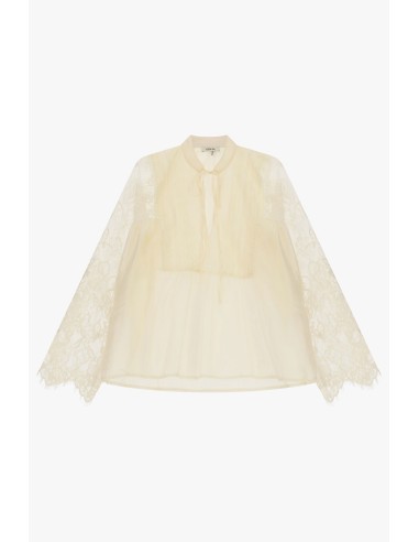 Blusa ampla com mangas de renda e nó Dixie