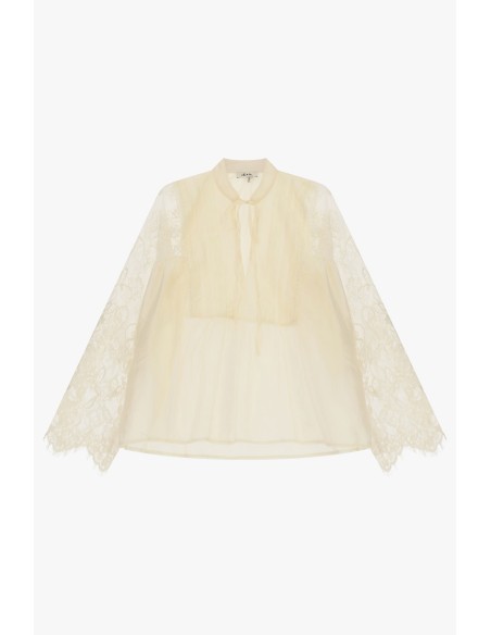 Blusa ampla com mangas de renda e nó Dixie