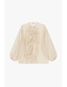 Blusa ampla com mangas compridas e folhos frontais Dixie