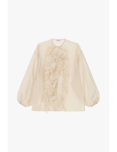 Blusa ampla com mangas compridas e folhos frontais Dixie