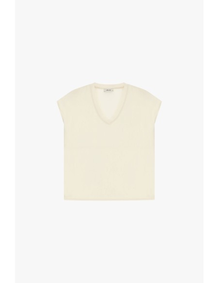 Blusa ampla com decote em V e manga curta Dixie