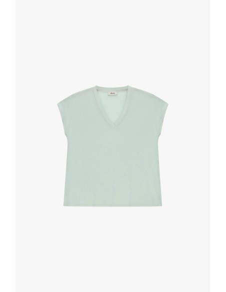 Blusa Ampla com Decote em V e Manga Curta Dixie