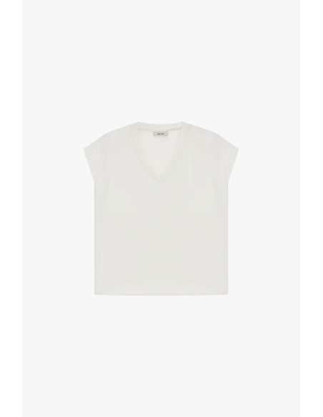 Blusa ampla com decote em V e manga curta Dixie