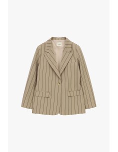 Blazer Às Riscas Com Bolsos E Abotoamento Simples Dixie