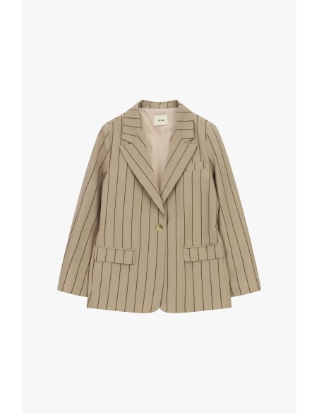 Blazer Às Riscas Com Bolsos E Abotoamento Simples Dixie