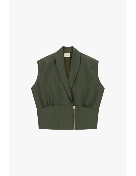 Colete sem mangas com colarinho de pala e fecho frontal de correr Dixie
