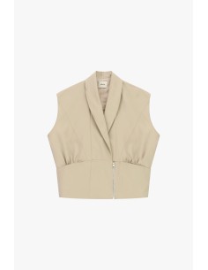 Colete sem mangas com gola de revere e fecho frontal Dixie