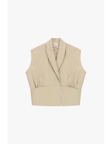 Colete sem mangas com gola de revere e fecho frontal Dixie