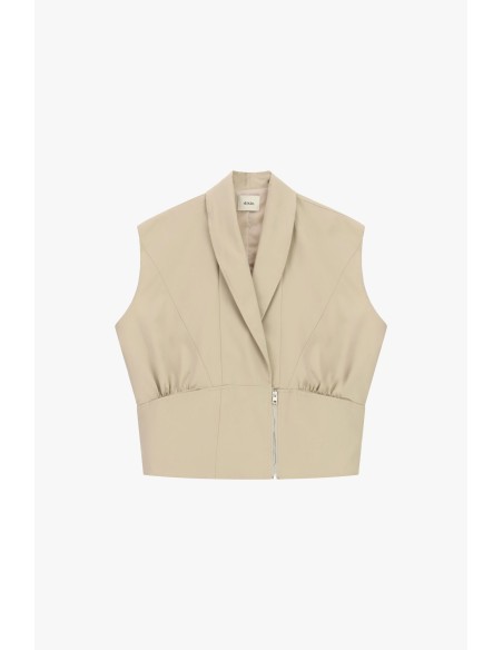 Colete sem mangas com gola de revere e fecho frontal Dixie