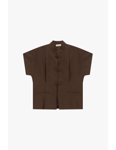 Camisa curta com fecho de nó e bolsos frontais Dixie