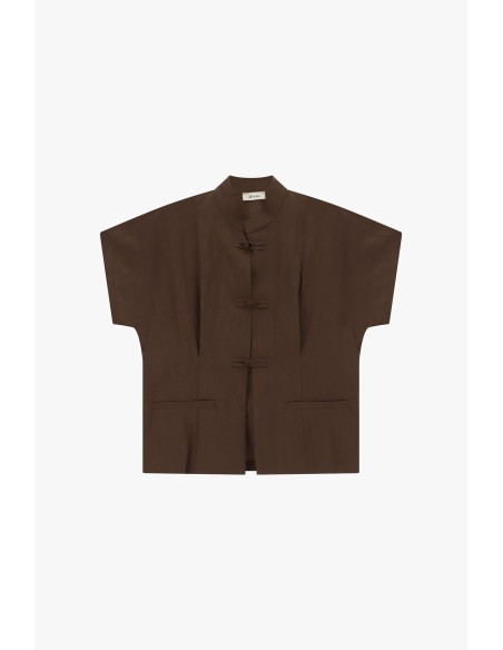 Camisa curta com fecho de nó e bolsos frontais Dixie