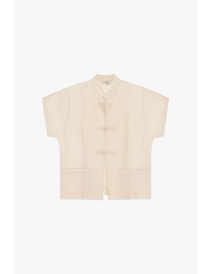 Camisa curta com fecho com nó e bolsos frontais Dixie