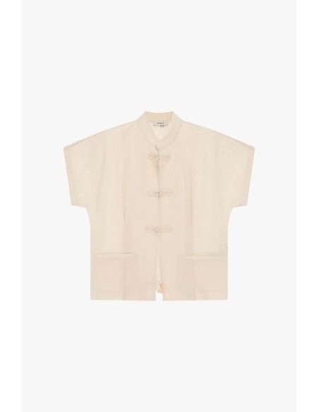 Camisa curta com fecho com nó e bolsos frontais Dixie