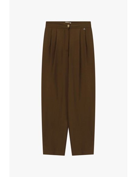 Calças Palazzo Cropped Com Pregas Dixie
