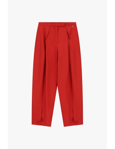 Calças palazzo com pinças e botões na barra Dixie