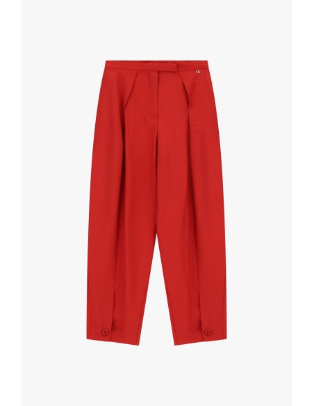 Calças palazzo com pinças e botões na barra Dixie