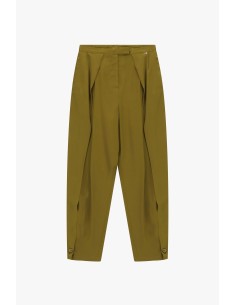 Calças palazzo com pregas e fecho de botões Dixie