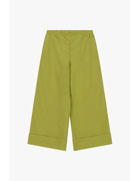 Calças palazzo cropped com maxi vira Dixie