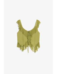 Top com folhos e decote amplo atado Dixie 2