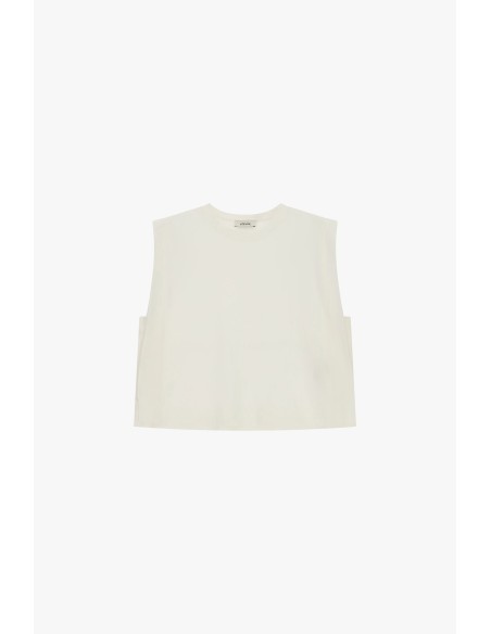 Top curto sem mangas com gola redonda Dixie