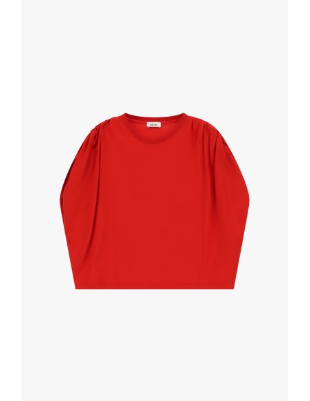 T-shirt de manga longa com ombros franzidos Dixie