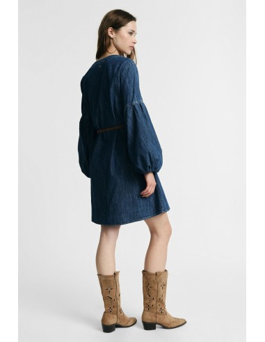 Vestido Curto Com Mangas Largas E Cinto Please