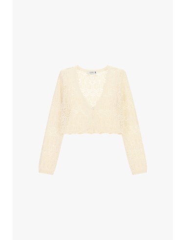 Cardigan Ajourado Curto Com Mangas Compridas Please