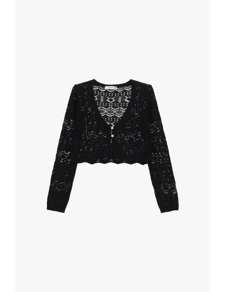 Cardigan curto vazado com mangas compridas Please